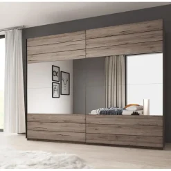 Meubella - Kledingkast Gina - Eiken - 270 cm - Met spiegel New