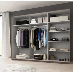 Meubella - Kledingkast Gina - Eiken - 270 cm - Met spiegel New