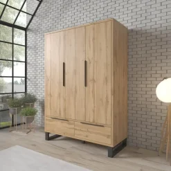 Meubella - Kledingkast Harlow - Eiken - 145 cm Outlet