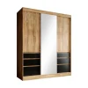Meubella - Kledingkast Henry - Eiken - Zwart - 180 cm - Met spiegel Clearance