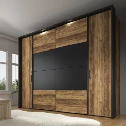 Meubella - Kledingkast Jacob - Zwart - Eiken - 280 cm Best