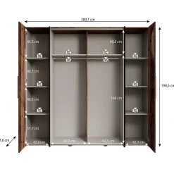 Meubella - Kledingkast Kassel - Old wood - Grijs - 200 cm Sale