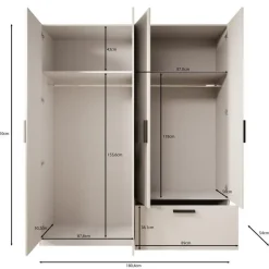 Meubella - Kledingkast Lillian - Wit - 180 cm Clearance