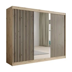 Meubella - Kledingkast Lisbon 2 - Eiken - 250 cm - Met spiegel Sale