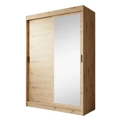 Meubella - Kledingkast Mammock 1 - Eiken - 150 cm - Met spiegel Discount