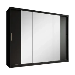 Meubella - Kledingkast Mandalin - Zwart - 250 cm - Met spiegel Discount