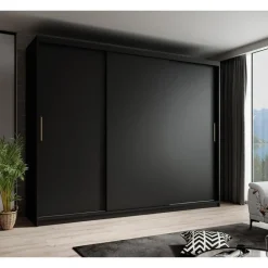 Meubella - Kledingkast Mandalin - Zwart - 250 cm Discount