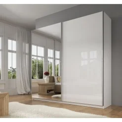 Meubella - Kledingkast Mariah - Wit - 217 cm - Met spiegel New