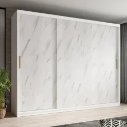 Meubella - Kledingkast Marmer - Wit - 250 cm Sale