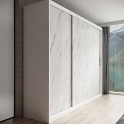 Meubella - Kledingkast Marmer - Wit - 250 cm Sale