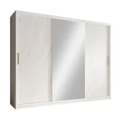 Meubella - Kledingkast Marmer 2 - Wit - 250 cm - Met spiegel Discount