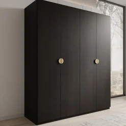 Meubella - Kledingkast Monor - Zwart eiken - 180 cm Outlet