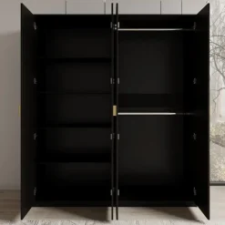 Meubella - Kledingkast Monor - Zwart eiken - 180 cm Outlet