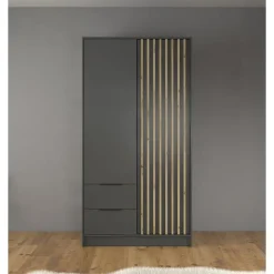 Meubella - Kledingkast Nairobi - Antraciet - Eiken - 105 cm Online