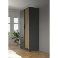 Meubella - Kledingkast Nairobi - Antraciet - Eiken - 105 cm Online