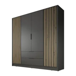 Meubella - Kledingkast Nairobi - Antraciet - Eiken - 206 cm Online