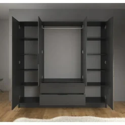 Meubella - Kledingkast Nairobi - Antraciet - Eiken - 206 cm Online