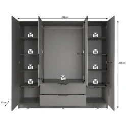 Meubella - Kledingkast Nairobi - Antraciet - Eiken - 206 cm Online