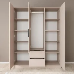 Meubella - Kledingkast Nairobi - Beige - Zwart - 155 cm Discount