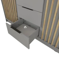 Meubella - Kledingkast Nairobi - Antraciet - Eiken - 155 cm - Met spiegel Sale