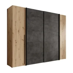 Meubella - Kledingkast Nassau - Eiken - Grijs - 270 cm Discount