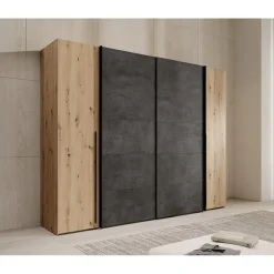 Meubella - Kledingkast Nassau - Eiken - Grijs - 270 cm Discount