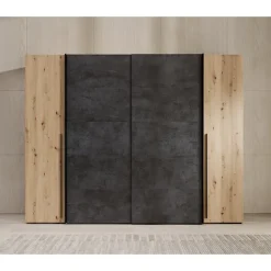 Meubella - Kledingkast Nassau - Eiken - Grijs - 270 cm Discount