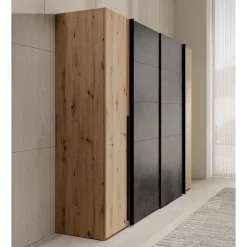 Meubella - Kledingkast Nassau - Eiken - Grijs - 270 cm Discount