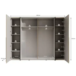 Meubella - Kledingkast Nassau - Eiken - Grijs - 270 cm Discount