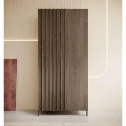 Meubella - Kledingkast Paz - Donkerbruin eiken - 92 cm Best