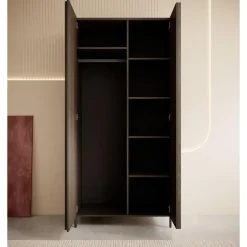 Meubella - Kledingkast Paz - Donkerbruin eiken - 92 cm Best