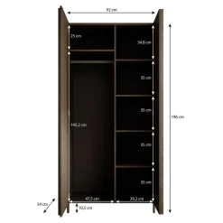 Meubella - Kledingkast Paz - Donkerbruin eiken - 92 cm Best