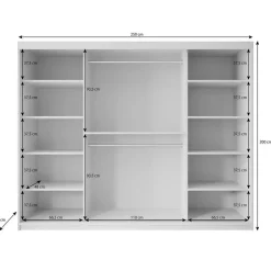 Meubella - Kledingkast Pete - Zwart - 250 cm - Met spiegel New