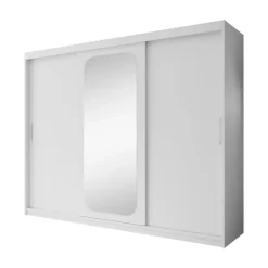 Meubella - Kledingkast Pete - Wit - 250 cm - Met spiegel Hot