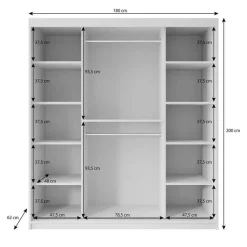 Meubella - Kledingkast Pete - Zwart - 180 cm - Met spiegel Outlet