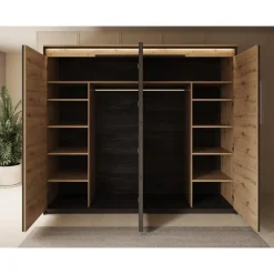 Meubella - Kledingkast Quarry - Eiken - 250 cm - Met spiegel Discount