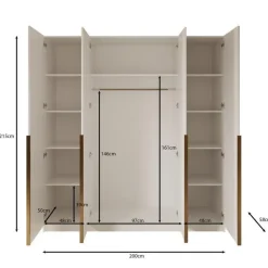 Meubella - Kledingkast Sabre 2 - Wit - 200 cm New