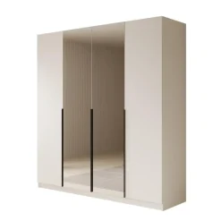 Meubella - Kledingkast Sabre - Wit - 200 cm - Met spiegel Discount