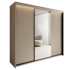 Meubella - Kledingkast Timoteo - Beige - 250 cm - Met spiegel Clearance