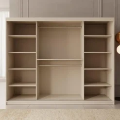 Meubella - Kledingkast Ulysses - Beige - 250 cm - Met spiegel Clearance