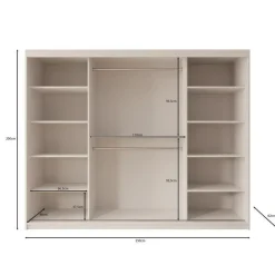 Meubella - Kledingkast Ulysses - Beige - 250 cm - Met spiegel Clearance