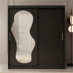 Meubella - Kledingkast Ulysses - Zwart - 180 cm - Met spiegel Best