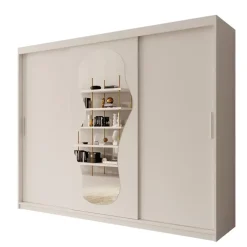 Meubella - Kledingkast Ulysses - Wit - 250 cm - Met spiegel Clearance