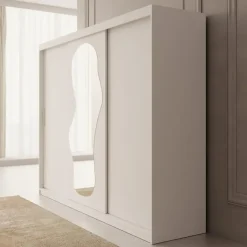 Meubella - Kledingkast Ulysses - Wit - 250 cm - Met spiegel Clearance