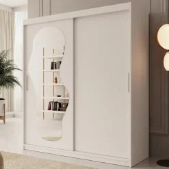 Meubella - Kledingkast Ulysses - Wit - 180 cm - Met spiegel Hot