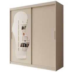 Meubella - Kledingkast Ulysses - Beige - 180 cm - Met spiegel Sale