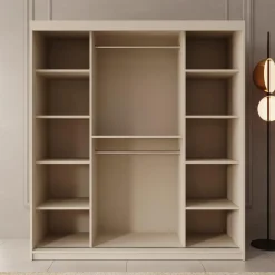 Meubella - Kledingkast Ulysses - Beige - 180 cm - Met spiegel Sale