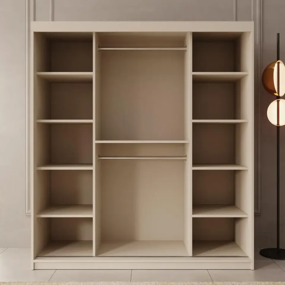 Meubella - Kledingkast Ulysses - Beige - 180 cm - Met spiegel Sale