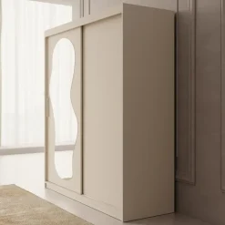 Meubella - Kledingkast Ulysses - Beige - 180 cm - Met spiegel Sale