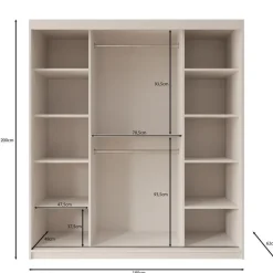 Meubella - Kledingkast Ulysses - Beige - 180 cm - Met spiegel Sale